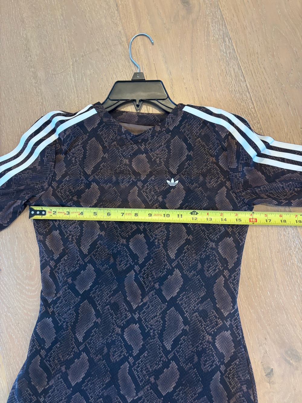 Adidas Snake Skin Print Maxi Dress Long Sleeve Midi Small NWT Aurora Coffee - Picture 8 of 10